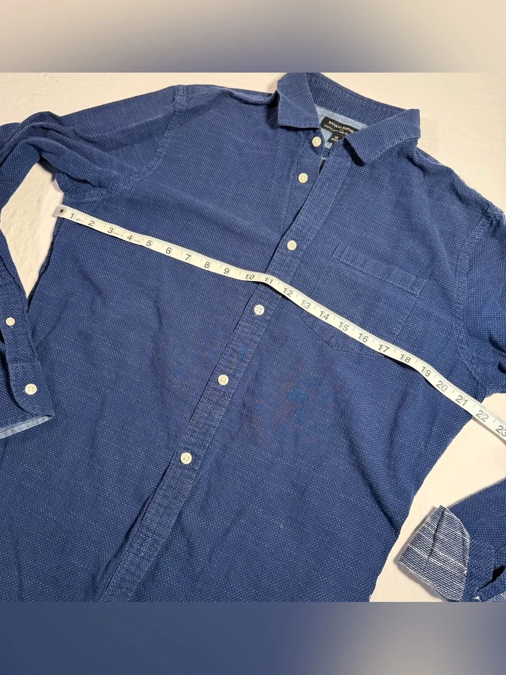 Banana Republic Men's Dark Blue Micro-Dot Button-Down Shirt